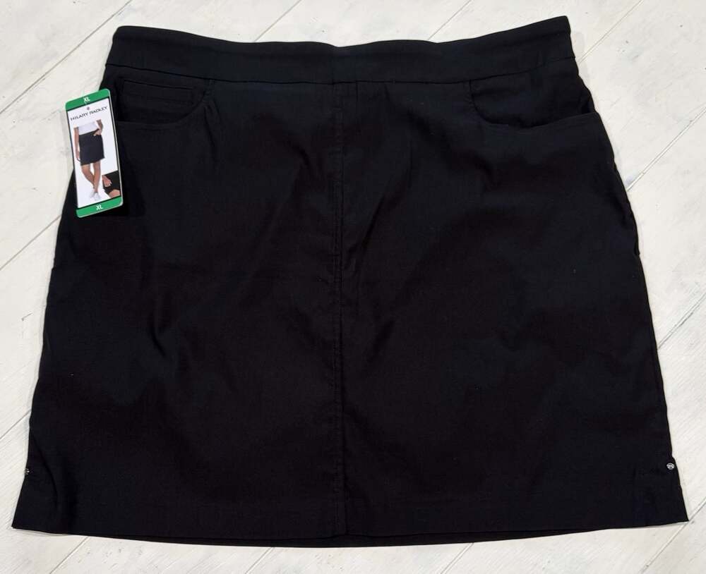 Hilary Radley Ladies' Super Stretch Skort, Black Size XL NWT Pull On Elastic